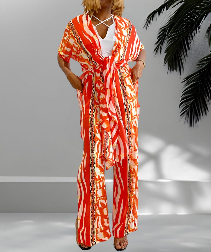Orange chiffon kimono